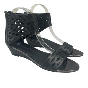 Franco Sarto Womens Black Union Gladiator Open Toe Low Heel Sandals Size 8